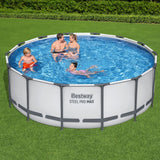 Bestway Swimming Pool 427x427x122cm Steel Frame Above Ground Pools Round Filter Pump Ladder