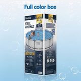 Bestway Swimming Pools 427cm x 107cm Steel Above Ground Round Backyard Pool Set White
