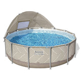 Bestway Swimming Pools 396cm x 107cm Steel Above Ground Canopy Backyard Pool Set White