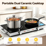 Devanti Portable Ceramic Cooktop Dual Burner Electric Hot Plate 2800W Black