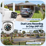 UL-Tech Wireless Security Camera Outdoor Indoor, 2.5K Dual Lens Pan Tilt, 4MP (2×2MP) IP Camera, Motion Detection, Auto-Tracking, Colour Night Vision, 2.4G WiFi, Two-Way Audio, Pet Baby Surveillance