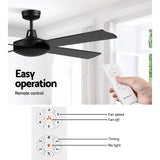 Devanti 52'' Ceiling Fan DC Motor 4 Blades w/Remote - Black