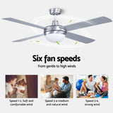 Devanti 52'' Ceiling Fan DC Motor w/Light w/Remote - Silver