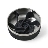 Charlie's Duro Double Wall Stainless Steel Dog Bowl With Removable Slow Feeder Attachment Black