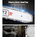 Giantz Chainsaw Petrol 58CC 20" Bar Commercial E-Start Pruning Chain Saw White