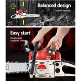 Giantz Chainsaw Petrol 45CC 18" Bar Commercial E-Start Pruning Chain Saw