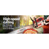 Giantz 62cc Petrol Chainsaw 24 Inch Bar Chain Saw Tree Pruner 2 Stroke E-Start