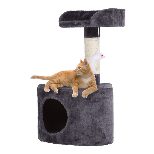 CHARLIE'S Lite Cat Tree With Round House Charcoal