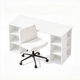 Artiss Office Desk & Chair Set 150cm Computer Desk with 6 Storage Shelves & Ergonomic Cross Legged Chair Armless Cross PU Leather Office Chair with Wheels