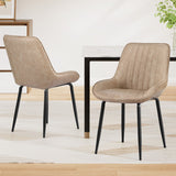 Artiss 2x Dining Chairs Retro PU Leather Kitchen Lounge Cafe Accent Chair Khaki