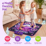 Keezi Dance Mat Toy for Kids Age 3-12 Electronic Dance Pad with Bluetooth 4 Game Modes Purple