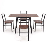 Artiss Dining Table and Chairs Set 5pcs with Extendable 60-120cm Drop-Leaf Table Brown