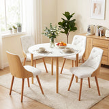 Artiss Dining Table and Chairs Set 5PCS Round 4 PU Leather Seater Dining Set White
