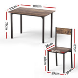 Artiss Dining Table and Chairs Set of 5 Compact Kitchen Furniture Rustic Brown