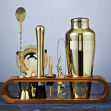 DAVIS & WADDELL BAR SET WITH ACACIA STAND 10PCE
