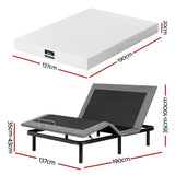 Artiss Double size bed frame & Giselle Bedding Double Mattress Combo, adjustable bed Base for Snoring Relief, Independent Head Foot Incline, Wireless Remote, Black,20cm Thickness