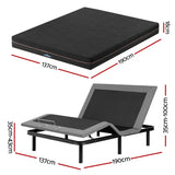 Artiss Double size bed frame with Giselle Bedding Double Mattress, adjustable bed Base Combo for Snoring Relief, Independent Head Foot Incline, Wireless Remote, Black,18cm Thickness