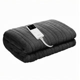 Giselle Electric Throw Rug Double Size 200x180cm Coral Fleece Heated Blanket Grey