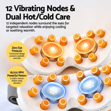 Livemor Eye Massager with Cooling & Heating | Dual Hot Cold Compress Goggles with 12 Vibrating Nodes for Migraine Relief | Wireless Bluetooth Eye Mask with 10Min Timer & 2400mAh Battery, White