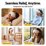 Livemor Eye Massager with Cooling & Heating | Dual Hot Cold Compress Goggles with 12 Vibrating Nodes for Migraine Relief | Wireless Bluetooth Eye Mask with 10Min Timer & 2400mAh Battery, White