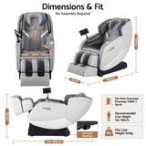 Livemor FLEX Full Body Massage Chair, Zero Gravity, Airbags, Recliner, Dual-Zone Waist & Calf Heat, 5 Auto Programs, 15cm Leg Extension for Different Height, Voice Control, Bluetooth Speakers