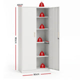 Astiss 180cm Steel Locker Cabinet Mental Storage 4 Adjustable Shelves