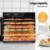 Devanti Food Dehydrator 6 Tray Fruit Dryer Jerky Maker With Stainless Steel Rack