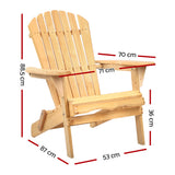 Gardeon Adirondack Outdoor Chairs Wooden Beach Chair Patio Furniture Garden Natural