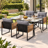 Gardeon 5PC Outdoor Dining Set 140CM Table and Chairs Patio Furniture Garden Cushion