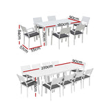 Gardeon Outdoor Dining Set 11PCS Aluminum Extendable Table and Chairs Patio Furniture White