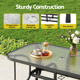 Gardeon 5PC Outdoor Dining Set Table and Chairs Patio Furniture Bistro Set Garden Grey