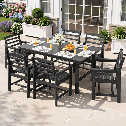 Gardeon 7 Piece Outdoor Dining Set Patio HDPE Table and Chairs Garden Furniture