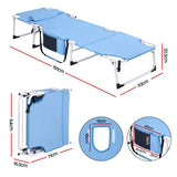 Gardeon Sun Lounger 5 Position Folding Tanning Chair with Face Hole Blue