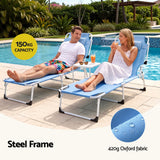 Gardeon Sun Lounger 5 Position Folding Tanning Chair with Face Hole Blue
