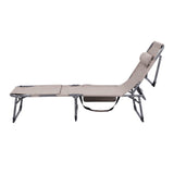 Gardeon Sun Lounger 5 Position Folding Tanning Chair with Face Hole Khaki