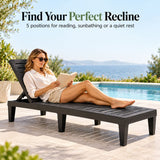 Gardeon 2x Sun Lounge Adjustable Recliner Patio Outdoor Furniture Lightweight Black