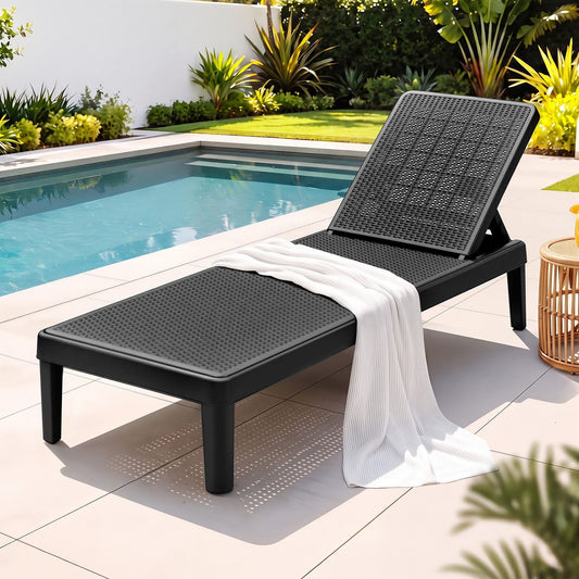 Gardeon Sun Lounge Adjustable Lounger Patio Outdoor Furniture Lightweight Black