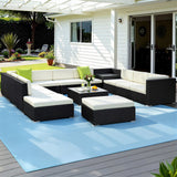 Gardeon 13-Piece Outdoor Sofa Set Wicker Couch Lounge Setting Cover