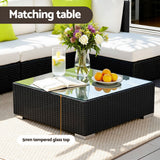 Gardeon 5-Piece Outdoor Sofa Set Wicker Couch Lounge Setting Cover