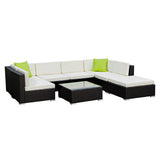 Gardeon 8-Piece Outdoor Sofa Set Wicker Couch Lounge Setting Cover