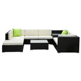 Gardeon 9-Piece Outdoor Sofa Set Wicker Couch Lounge Setting Cover