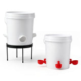 Giantz 20L X2 Chicken Feeder Waterer Set Automatic Poultry Dispenser Metal Stand