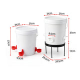 Giantz 20L X2 Chicken Feeder Waterer Set Automatic Poultry Dispenser Metal Stand
