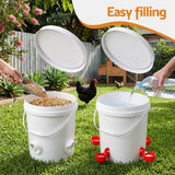 Giantz 20L X2 Chicken Feeder Waterer Set Automatic Poultry Dispenser Metal Stand