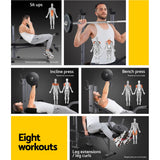 Everfit Weight Bench 8 in 1 Bench Press Adjustable Home Gym Station 200kg