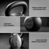 Everfit 16kg Cast Iron Kettlebell Powder Coating Flat Bottom Home Gym
