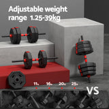 Everfit 40kg Adjustable Dumbbell Barbell Set Weight Plates Home Workout