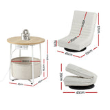Artiss Floor Lounge & Round Coffee Table Side End Table with Charging Station Set