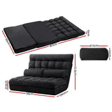 Artiss Floor Lounge Sofa Bed 2-seater Charcoal Suede