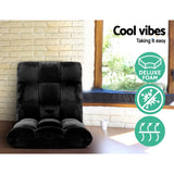 Artiss 2X Lounge Sofa Bed Flannel Fabric Black